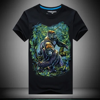 Vīriešu T-krekls gadījuma o apkakli, īsām piedurknēm drukāts 3d gorilla smieklīgi T-krekls vīriešu vasaras modes zīmola T-krekls homme krekls izmērs
