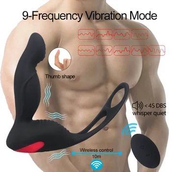 Vīriešu Vibrators ar Prostatas Massager Stimulators Seksa Rotaļlietas uz Pāris Vīriešu Geju Pieaugušajiem Sexshop Masturbator Siksnu-on vibratori Anālais Plug