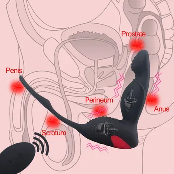 Vīriešu Vibrators ar Prostatas Massager Stimulators Seksa Rotaļlietas uz Pāris Vīriešu Geju Pieaugušajiem Sexshop Masturbator Siksnu-on vibratori Anālais Plug
