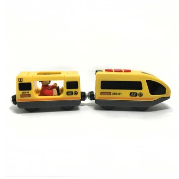 W04-1 Tālvadības Elektriskā Vilciena 2. Iedaļa Magnētiskā Saite Saderīga Rotaļlietas dzeltena Harmoniju Vilcienu, Automašīnu, Koka Jauniem karstā pārdošanas