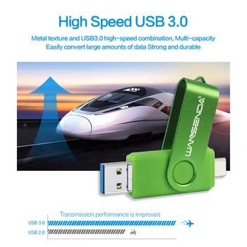 WANSENDA 128GB USB Flash Disku OTG 3 in 1 USB 3.0 & Type-C & USB Stick 3.0 Pen Drive 512 GB un 256 gb 64GB, 32GB Flash Drive Pendrive