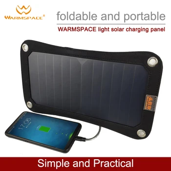 WARMSPACE 7W/5V saules panelis, ūdensizturīga portatīvā, mobilā tālruņa lādētāju silīcija monokristālu