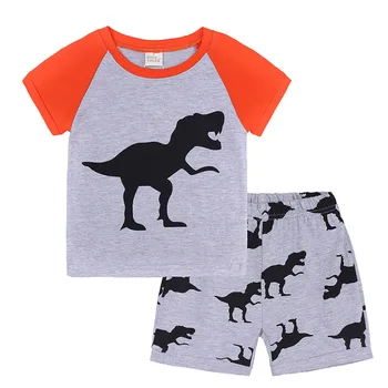 WASAILONG 2018. gada Vasarā Zēni Set Boys & Bērnu Dinozaurs Īsām piedurknēm T-krekls, Šorti divdaļīga Karikatūra Bērnu apģērbi
