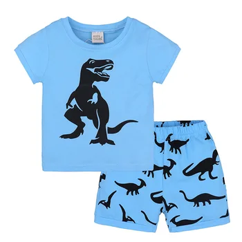WASAILONG 2018. gada Vasarā Zēni Set Boys & Bērnu Dinozaurs Īsām piedurknēm T-krekls, Šorti divdaļīga Karikatūra Bērnu apģērbi