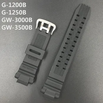 Watchband Par Casio GW-3500B GW-3000B GW-2000 Sporta Skatīties Joslā, Melnas Mīksta Silikona Gumijas Pin Sprādzes Siksnu Cilvēks Aproce+Rīks