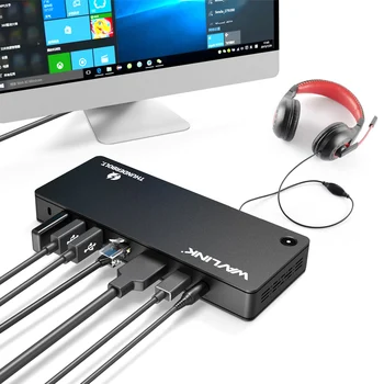 Wavlink Intel Sertificētu Thunderbolt 3 Klēpjdatora dokstacija, USB 3.0 4K@60Hz Gigabit Ethernet 85.W Uzlādes USB C Tiešsaistē Darba