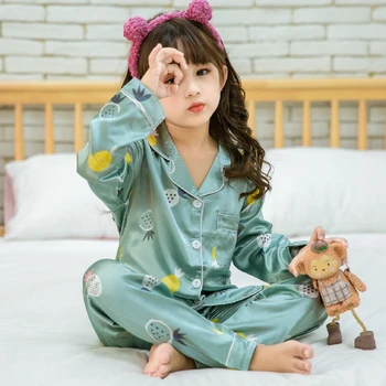 WAVMIT 2020 Rudens Ziemas garām Piedurknēm Mazulis Sleepwear Komplekts Zīda Pidžamu Set Boys Pidžamas Komplekti Bērniem mājās, auduma Meiteņu Pidžamas Komplekts