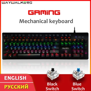 Waywalkers krievijas Spēļu Mehāniskās Klaviatūras LED Backlight Anti-Dubultattēlu Spēlētājs Klaviatūras Datoru, Teclado