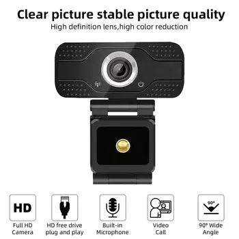 Webcam 1080P HD Kamera ar iebūvētu HD Mikrofons 2MP USB Kameras Tiešraidi Tiešsaistes Mācību Sanāksmē Video Zvana Kamera