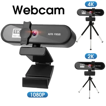 Webcam 1080P Mini Datoru PC Camara Auto Fokusu Klēpjdatoru Webcam 4K Ar Mikrofonu Web Cam, Lai YouTube Live Broadcast Video Darbu