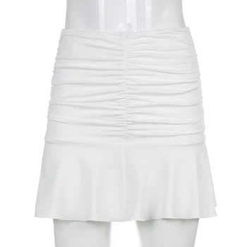 Weekeep Vasaras Ruched Kroku Svārki Sievietēm ar Augstu Vidukļa Modes 90s Mini Svārki Dāma Elegants 2020. gadam y2k Beach Streetwear Drēbes 2020