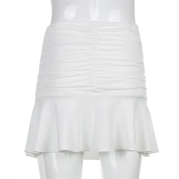 Weekeep Vasaras Ruched Kroku Svārki Sievietēm ar Augstu Vidukļa Modes 90s Mini Svārki Dāma Elegants 2020. gadam y2k Beach Streetwear Drēbes 2020