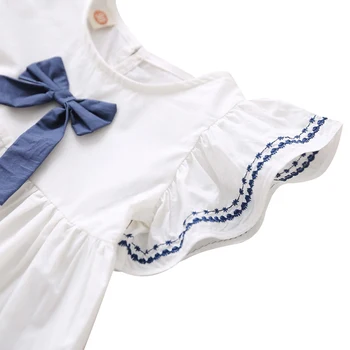 WEIXINBUY Vasaras Gadījuma Modes Bērniem Meitene Baby Girl Īsām Piedurknēm Priekšgala mezgls Princese Kleita Kids' Drēbes