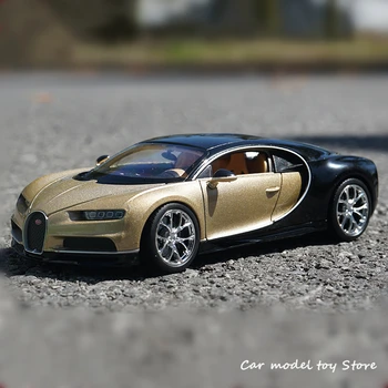 WELLY 1:24 Bugatti Chiron zelta Automašīnu, sporta auto simulācijas sakausējuma auto modelis amatniecības apdare kolekcija rotaļu instrumenti, dāvanu