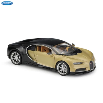 WELLY 1:24 Bugatti Chiron zelta Automašīnu, sporta auto simulācijas sakausējuma auto modelis amatniecības apdare kolekcija rotaļu instrumenti, dāvanu