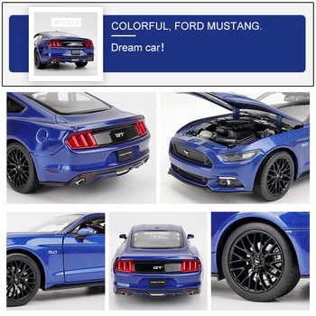 WELLY 1:24. gada Ford Mustang sakausējuma auto modelis amatniecības apdare kolekcija rotaļu instrumenti, dāvanu