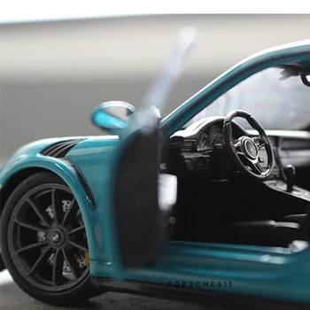 WELLY 1:24 Karstā pārdošanas Porsche 911GT3 RS zilo sporta auto simulācijas sakausējuma auto modelis amatniecības apdare kolekcija rotaļu instrumenti, dāvanu