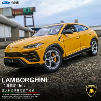 Welly 1:24 Lamborghini Urus dzeltens auto sakausējuma auto modeļa simulācijas auto dekorēšana kolekcija dāvanu rotaļlietas Die casting modelis zēns rotaļlietas