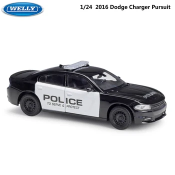 WELLY Lējumiem 1:24 Mērogā Modeļa Automašīnas 2016. Gada Dodge Charger Veikšanu Sakausējuma Sacīkšu Auto, Sporta Auto Metāla Rotaļu Auto Bērniem Dāvanu Kolekcija