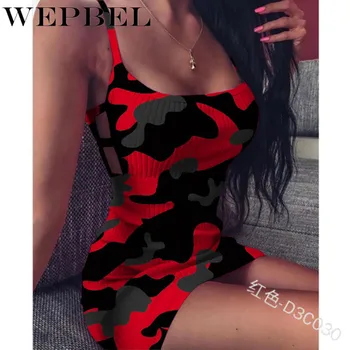 WEPBEL bez Piedurknēm, ar Augstu Vidukli Izdilis Kleitas Drukāt Bodycon Pakete Mini Kleita Plus Izmērs S-5XL Sievietēm, Seksīga Vasaras Kleita
