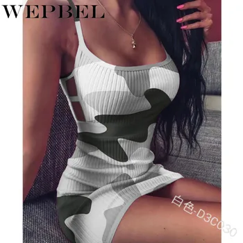 WEPBEL bez Piedurknēm, ar Augstu Vidukli Izdilis Kleitas Drukāt Bodycon Pakete Mini Kleita Plus Izmērs S-5XL Sievietēm, Seksīga Vasaras Kleita