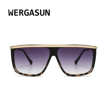 WERGASUN Flat Top Lielgabarīta Sieviešu Saulesbrilles Retro Vairoga Forma Luxy Zīmola Dizaina Liels Rāmis Toņos Saulesbrilles Sieviešu UV400