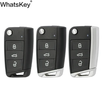 WhatsKey 3 pogu Flip Tālvadības Auto Atslēgu Čaulas Gadījumā Volkswagen Passat B5, VW Golf 7 MK7 Seat Skoda Octavia Vabole Polo, Bora