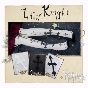 White Knight ~ Gothic Rakstu Lolita Zeķes Ilgi Krusts & Bultiņas Iespiesti Vasaras Zeķes