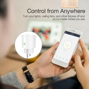 WiFi Bezvadu Smart Plug ES Standarta Adapteri 16A Remote Balss Kontroles Izeju Taimeris Kontaktligzda, Alexa, Google Home Smart Home