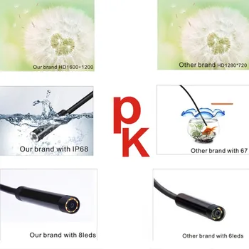 WIFI Endoskopu, Kamera HD 1200P 1-10M Mini Ūdensizturīgs Grūti Vadu Bezvadu 8mm 8 LED Borescope Kamera, Android PC IOS Endoskopu