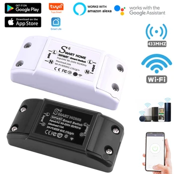 WiFi+RF 433 Tālvadības Tuya WIFI Smart Switch Module Četras Kontroles Metodes, kas Atbalsta Google Home Amazon Alexa