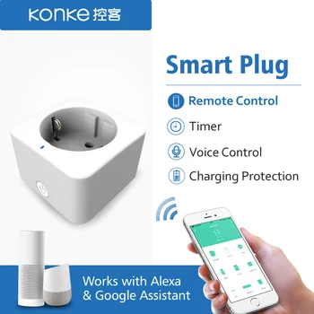 WiFi Smart Plug ES Adapteri Bezvadu Tālvadības Balss Kontroles Jaudu, Enerģijas Monitors Kontaktligzdas Taimeris Kontaktligzda, Alexa, Google Home