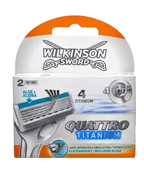 Wilkinson Sword Quattro Titanium 1up Skuveklis + Rezerves Asmens 2gab Lētu Un Kvalitatīvu