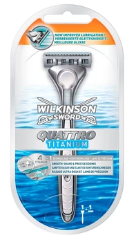 Wilkinson Sword Quattro Titanium 1up Skuveklis + Rezerves Asmens 2gab Lētu Un Kvalitatīvu