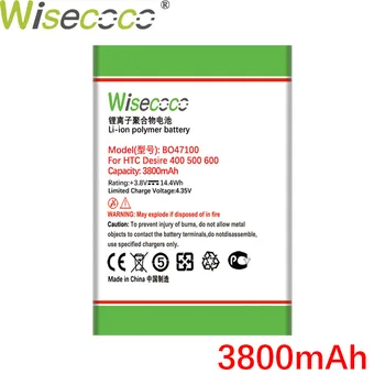 WISECOCO 3800mAh BO47100 Akumulatoru HTC Desire 400 500 600 Dual SIM 609d 5088 5060 C525c C525E T528 T606W T608T Tālruņa akumulatora
