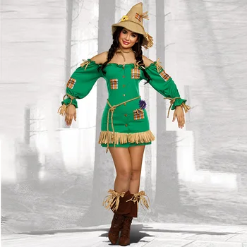 Wizard of OZ Scarecrow Cosplay Kostīmu Pieaugušām Sievietēm Halloween Lomu Spēlē Sieviešu Kostīmu Karnevāla Masku Puse uzposties Apģērbs