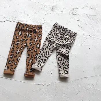 WLG zēni, meitenes, pavasaris, rudens leopard bikses bērniem, iespiestas pelēkā kafijas gadījuma bikses bērnu visu maču drēbes bērniem