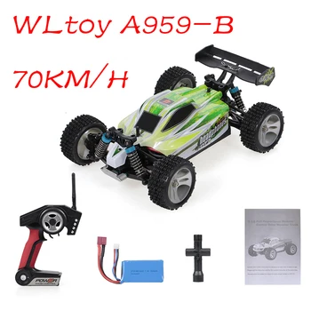 Wltoys A959-B 2 Baterijas, 1:18 RC Auto 2.4 Ghz 4WD apvidus Auto, 70 KM/H lielu Ātrumu RC Sacīkšu Bagijs Auto Transportlīdzekļa RTR Rotaļlietas Bērniem
