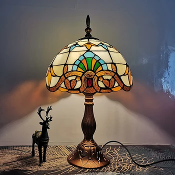 WOERFU 30cm Tiffany Galda Lampa E27 Baroka Guļamistabas Gultas Lampa Radošo Modes Retro Galda Lampa