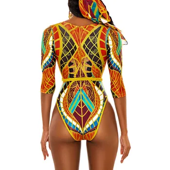 WOMAIL Sievietes Āfrikas Print viengabala Apakšveļa ar Push-Up Apakšveļa Īsās Piedurknes Vietējiem Āfrikas Totem Etnisko Stilu Lenceria #102