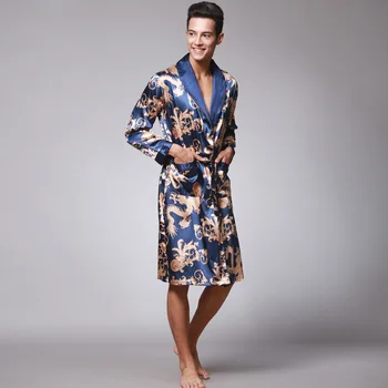 Wontive Long piedurknēm pāris naktskrekls vīriešu peldmētelis zīda pidžamu Naktsveļu zīda uzstādīt Peldmēteļi Drēbes Mājās pakalpojumu vīriešu sexy drēbes