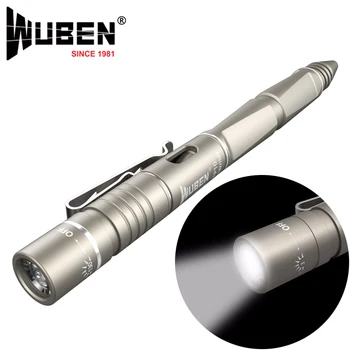 WUBEN Pen Gaismas Pārnēsājams LED Lukturītis 130 lūmeni Daudzfunkcionāls Taktiskās Laternu USB Lādējamu CREE Self-defense Kempings