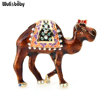 Wuli&bērnu 2-krāsa Camel Piespraudes Sieviešu Sakausējuma Emaljas Dzīvnieku Gadījuma Puse Broša Piespraudes Dāvanas