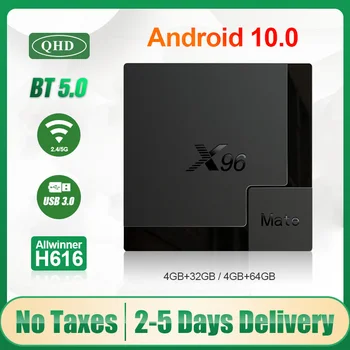 X96 Mate TV KASTĒ Android 10.0 4G 64GB 32G 2.4 G/5G wi-fi, BT, v5.0 Allwinner H616 Četrkodolu Smart TV KASTĒ 4K Media Player PK X96 MAKS.