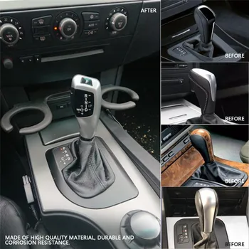 XENPLUS Auto LED Pārnesumu Pārslēgšanas Kloķi BMW E39 4D 5D E53 Facelifted Sudraba Melnu Svītru LHD Automātiska, Ādas, Plastmasas Shift Knob