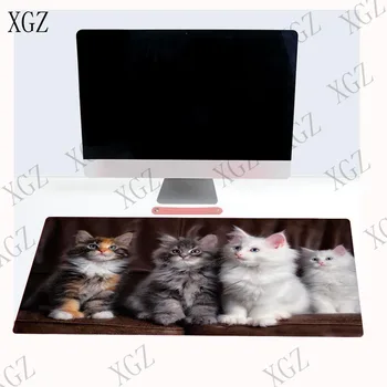 XGZ Gudrs Balts Pelēks Kaķis Dzīvnieku Liela Izmēra Spēļu Pele Pad PC Spēlētājs Datoru peles paliktnis Galda Mat Slēdzenes Malas, lai CS IET LOL Dota