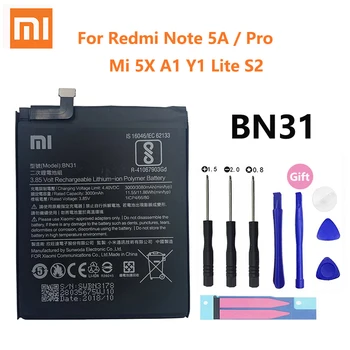 Xiao Mi Sākotnējā Tālruņa Akumulatora BN31 Par Xiaomi Mi 5X Mi5X Redmi, Ņemiet vērā, 5A / Pro Mi A1 Redmi Y1 Lite S2 3000mAh Akumulatoru + Instrumenti