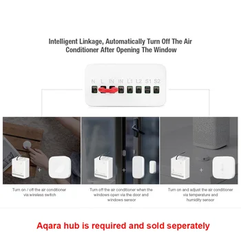 Xiaom Aqara Releja Modulis divvirzienu Kontroles Dubultā Kanāli, AC Motors Bezvadu Kontrolieris Smart Home Homekit Mi Mājās App Kontroles
