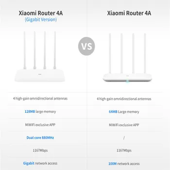 Xiaomi Mi 4A Gigabit Router izdevums 2.4 GHz +5GHz WiFi 16 MB ROM + 128MB DDR3 Augsta Peļņa 4 Antenas APP Kontroles IPv6 Xiaomi Maršrutētāju