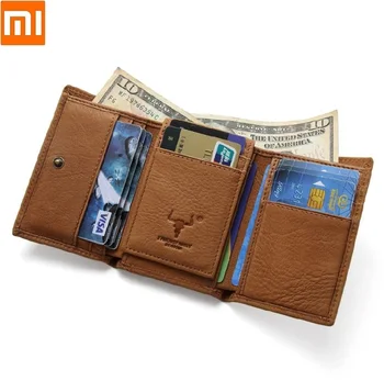 Xiaomi Vīriešu, sieviešu īsās Pātagot ādas maki RFID anti-theft birste Daudzfunkcionālā retro tendences kartes turētāju Monēta Maku